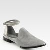 Alexander Wang Astrid Suede and Leather Ankle Strap Loafers in Gray (oyster) - Lyst