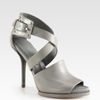 Alexander Wang Delphine Leather Sandals in Silver (oyster) - Lyst