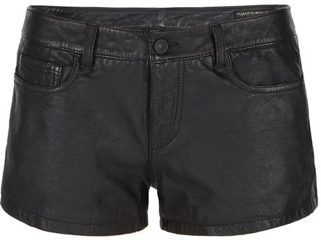 Allsaints Perry Leather Shorts in Black (jet black) - Lyst