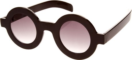 Asos Collection  Flat Round Sunglasses in Black - Lyst