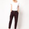 Asos Collection Asos Satin Peg Trousers with Front Pleat in Brown (burgandy) - Lyst