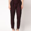 Asos Collection Asos Satin Peg Trousers with Front Pleat in Brown (burgandy) - Lyst