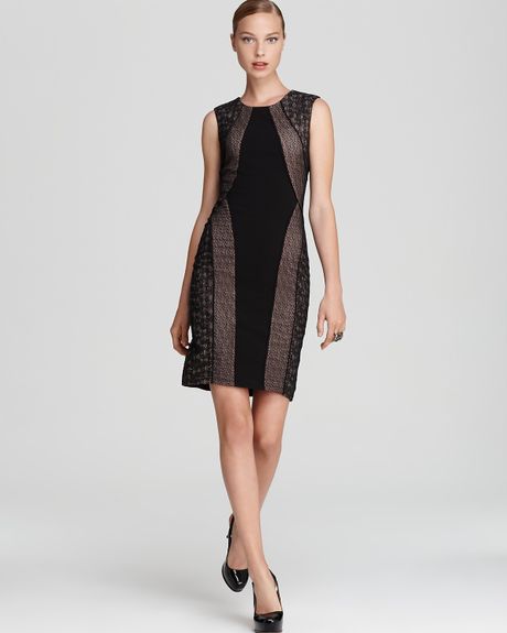 Bcbgmaxazria Sheath Dress Lace in Black (black combo) - Lyst