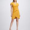 Derek Lam Gathered Crepe De Chine Dress in Yellow (sunflower) - Lyst