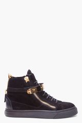 Giuseppe Zanotti Black August Gold Trim Sneakers