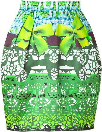 Mary Katrantzou Jade and Sky Printed Silk Tulip Skirt - Lyst