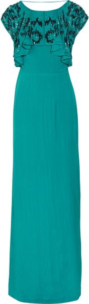 Matthew Williamson Embellished Silk Gown in Blue (teal) - Lyst