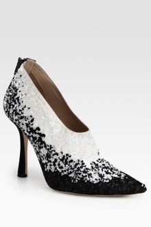 Oscar de la Renta Sequin Covered Satin Ankle Boots - Lyst