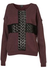 Topshop Lace Cross Open Shoulder Sweat