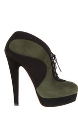 Alaïa Twotone Laceup Low Boots in Suede