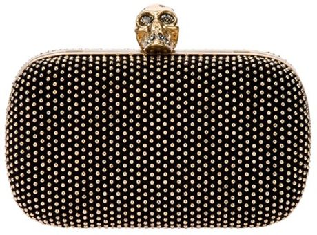 Alexander Mcqueen Skull Box Clutch in Gold (black) - Lyst