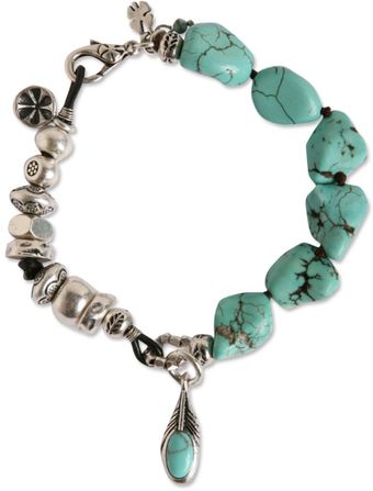Lucky Brand Silver Tone Semiprecious Turquoise Bracelet - Lyst