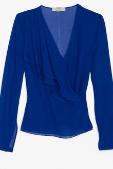 Robert Rodriguez Faux Wrap Ruffle Blouse - Lyst