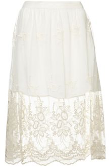 Topshop Cream Embroidered Lace Skirt - Lyst