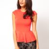 Asos Collection Top with Peplum in Ponti in Red (coral) - Lyst