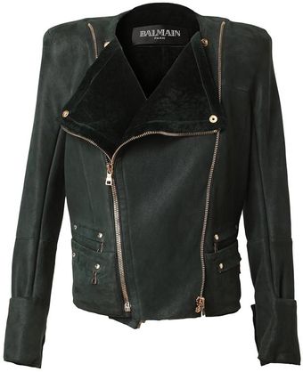 Balmain Leather and Shearling Biker Jacket - Lyst