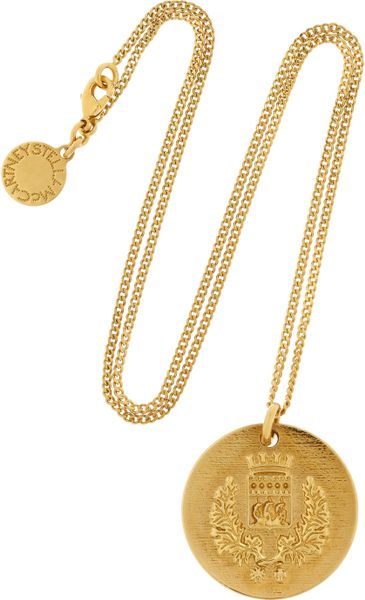 Stella Mccartney Crest Embossed GoldTone Pendant Necklace in Gold - Lyst