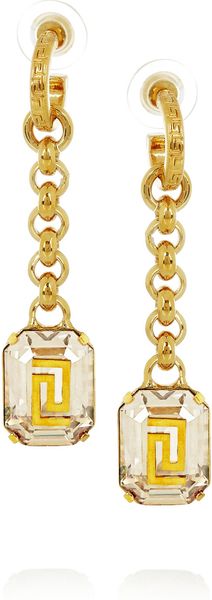 Versace Goldplated Crystal Earrings - Lyst