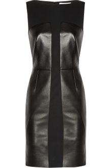 Yves Saint Laurent Leather and Stretch Wool Crepe Dress - Lyst