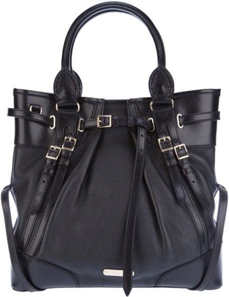 Burberry Leather Tote in Black - Lyst