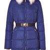 Emilio Pucci Blue Fox Fur Trimmed Belted Down Coat in Blue - Lyst