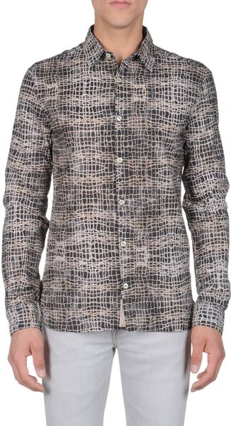 John Galliano Long Sleeve Shirt in Gray for Men (steel) - Lyst