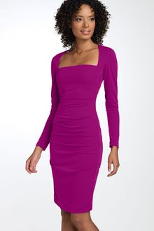 Nicole Miller Long Sleeve Matte Jersey Sheath Dress - Lyst