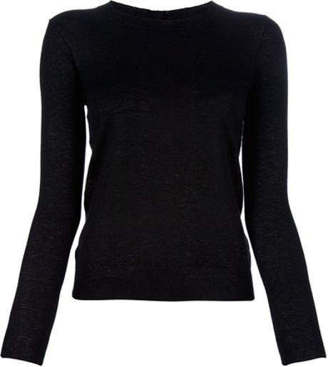 Tory Burch Back Fastening Jumper in Black - Lyst