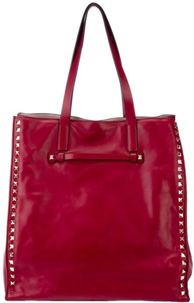 Valentino Studded Tote in Red - Lyst