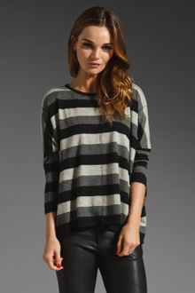 Autumn Cashmere Boxy Mixed Stripe Tee in Black-bankers Grey-birch - Lyst