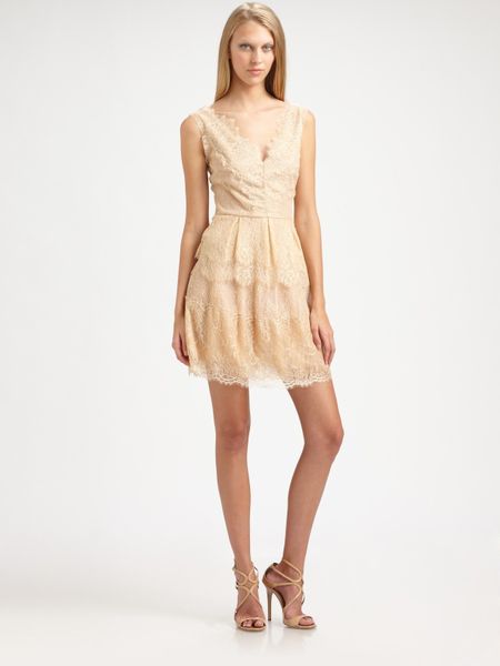 Bcbgmaxazria Willa Lace Dress in Beige (black) - Lyst