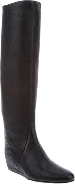 Lanvin Concealed Wedge Boots in Black - Lyst