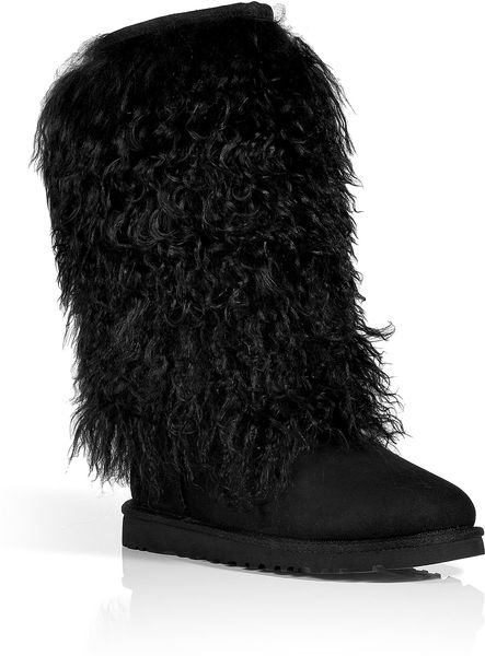 Ugg Black Classic Tall Sheepskin Cuff Boots in Black | Lyst