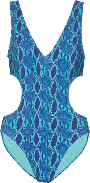 Matthew Williamson Snakeprint Cutout Swimsuit in Blue (snake) - Lyst