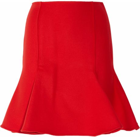 Versace Flared Wool Skirt in Red - Lyst
