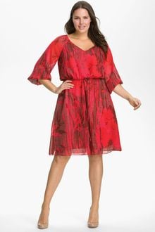 Adrianna Papell Chiffon Gather Sleeve Dress - Lyst