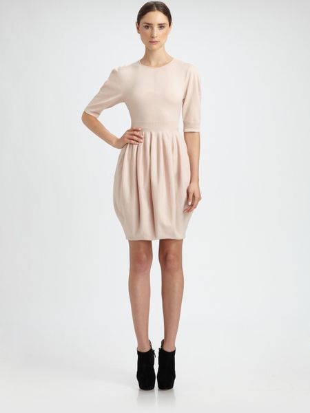 Alexander Mcqueen Wool Tulip Dress in Beige (powder) - Lyst