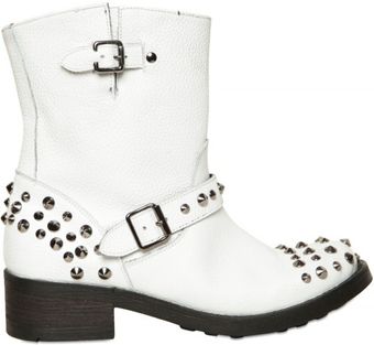 Chiara Ferragni 40mm Studded Leather Biker Boots - Lyst