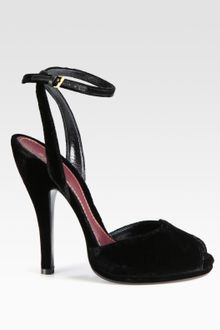 Gucci Velvet Ankle Strap Platform Pumps - Lyst