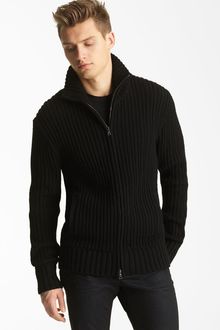 John Varvatos Zip Knit Sweater - Lyst