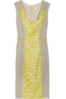 Lela Rose Lace Overlay Linen Dress - Lyst