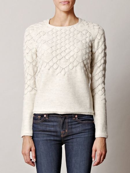 Maison Martin Margiela Fish Scale Knit Sweater in White (ivory) - Lyst