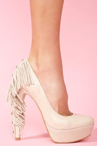 Nasty Gal Targee Fringe Pump Nude - Lyst