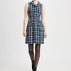 Oscar De La Renta Silk Tweed Dress in Blue (black) - Lyst