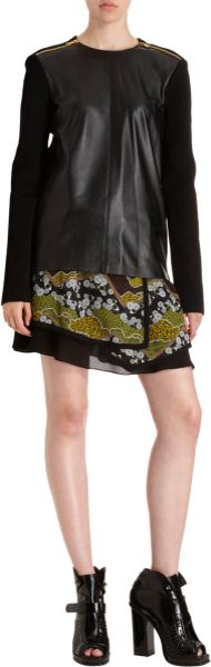 Proenza Schouler Leather Front Zip Sweater in Gold - Lyst