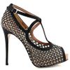 Valentino Crystal Peep Toe TStrap Sandal in Black - Lyst