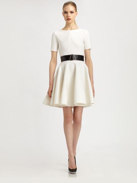 Yves Saint Laurent Knit Flutter Dress in White (ivory) - Lyst