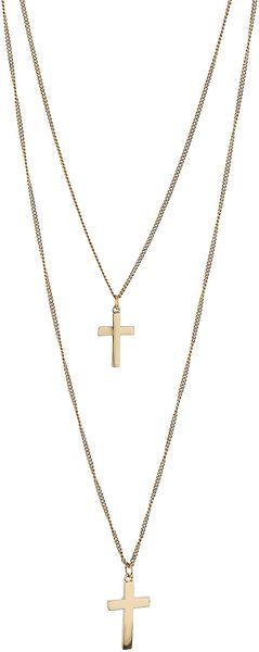 Topshop 2 Row Cross Necklace - Lyst