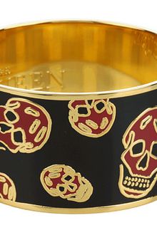 Alexander McQueen Black Skull Printed Bracelet - Lyst