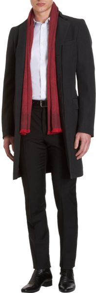 Alexander Mcqueen Contrast Collar Overcoat in Black for Men (charcoal) - Lyst
